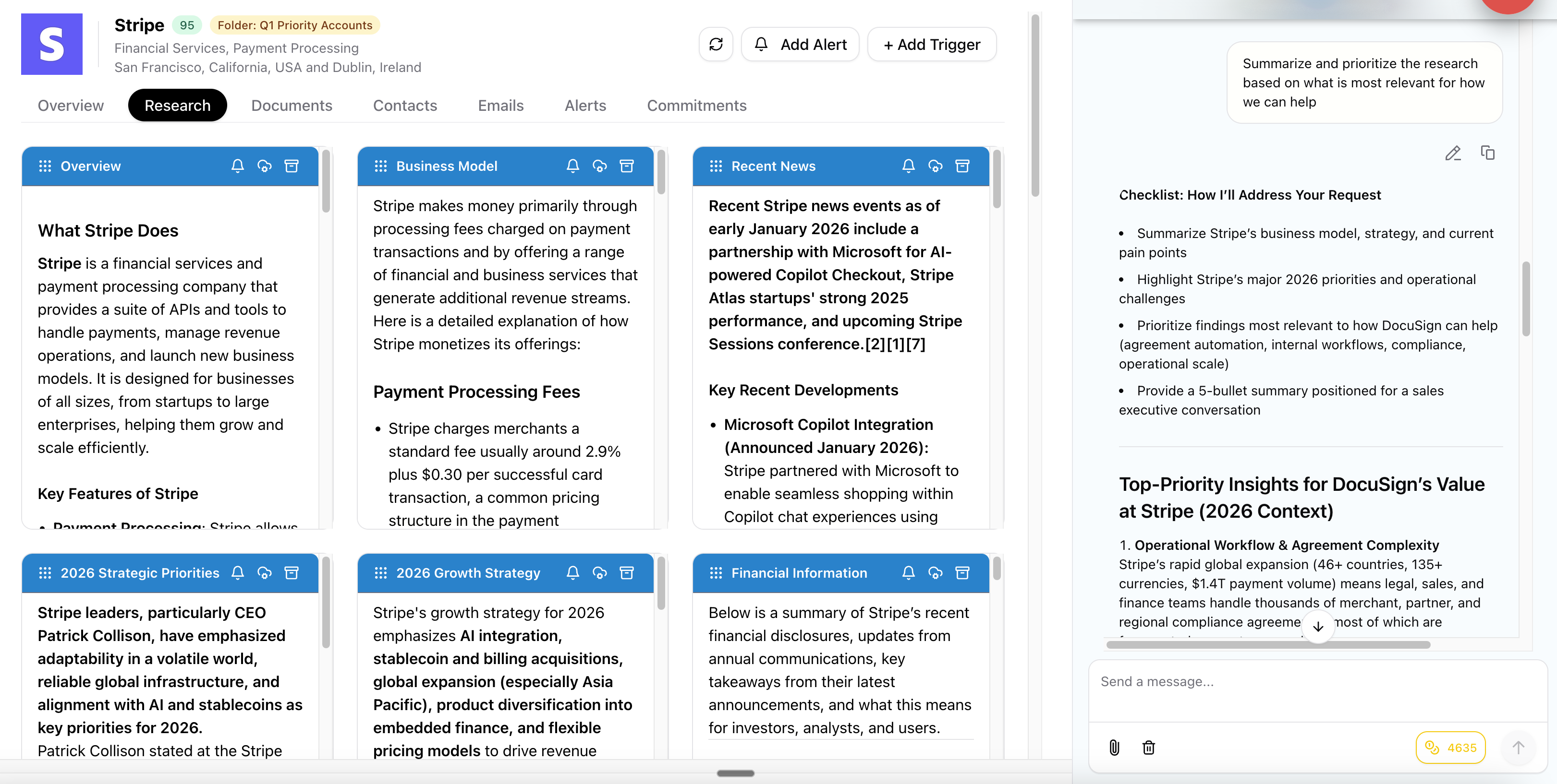 Account research insights workspace screenshot