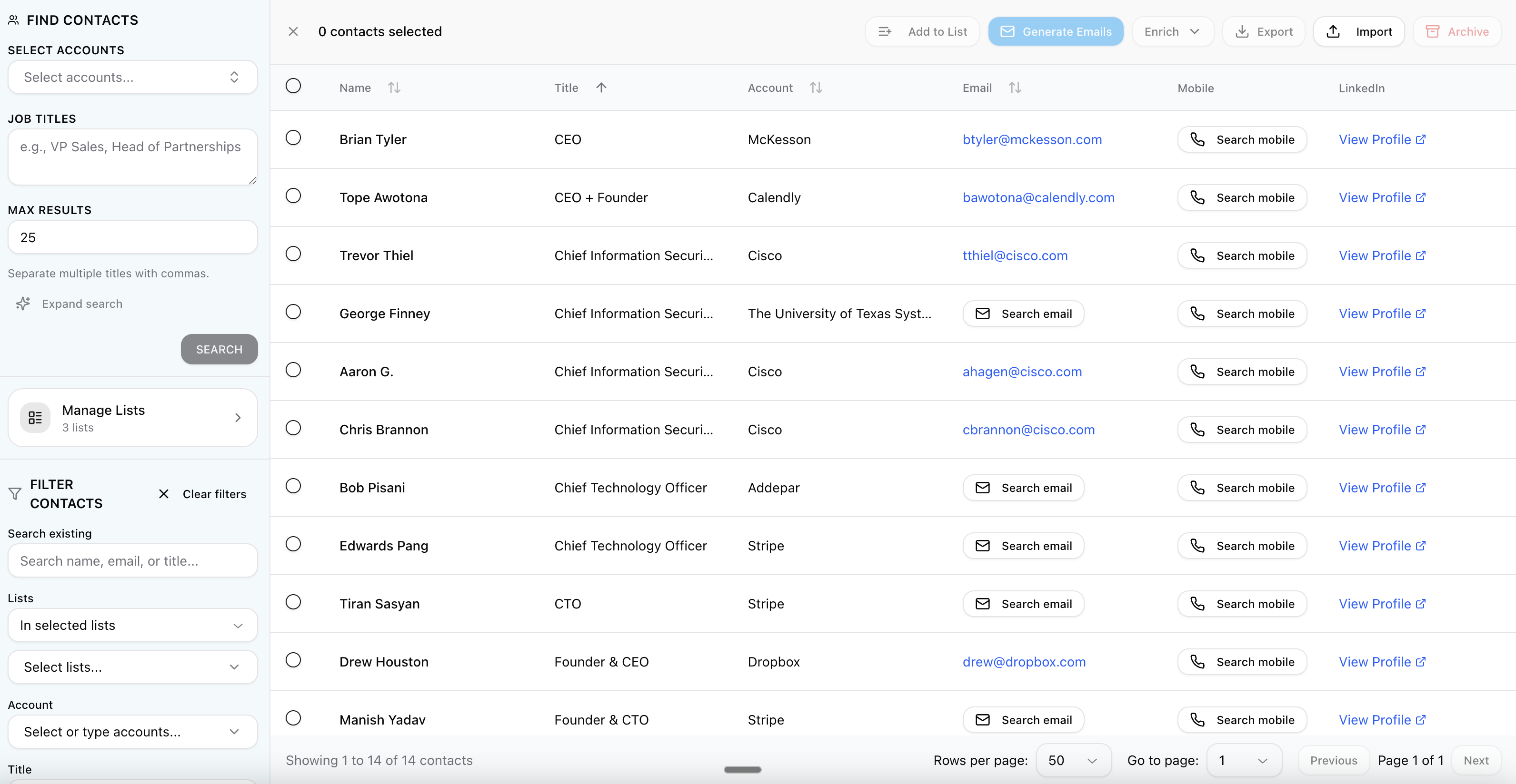 Contacts product screenshot