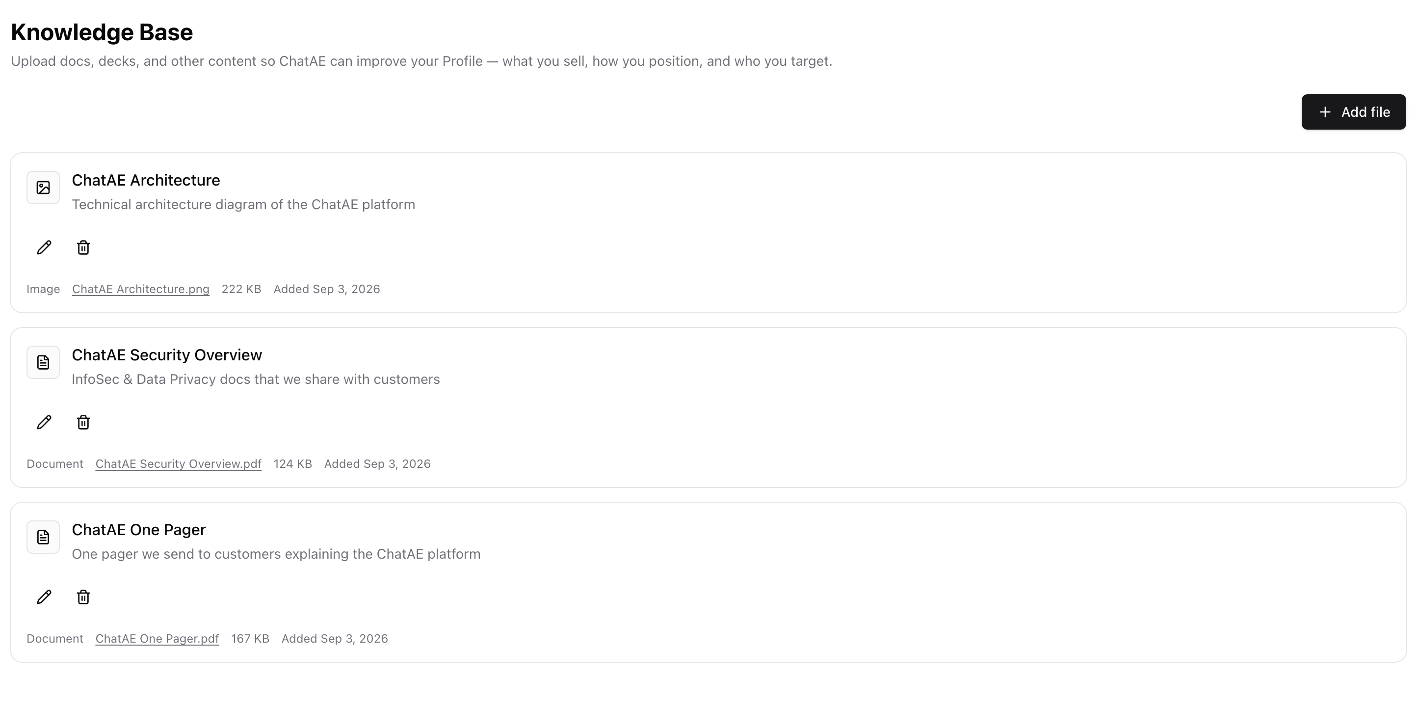 Knowledge Base in ChatAE