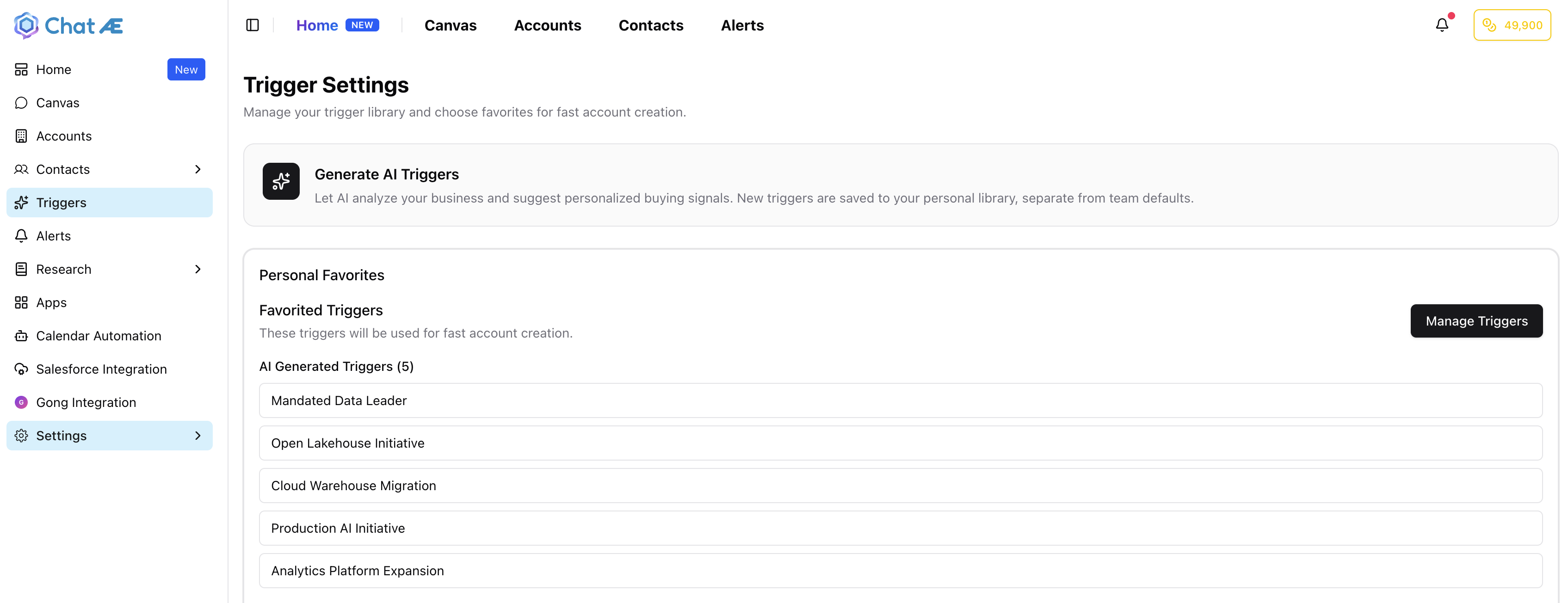 Trigger Settings with AI Generated Triggers in your personal library